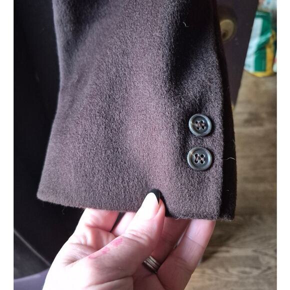 Vintage Hettlage 100% wool mens trench coat dark brown in‎ color size large - Picture 6 of 8